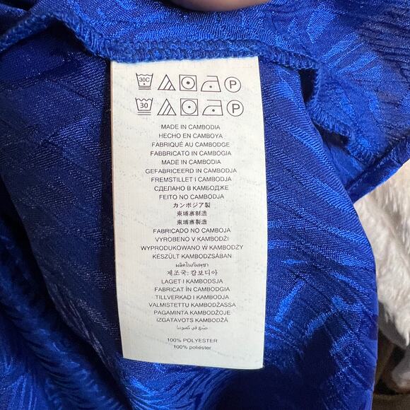 Michael Kors Royal Blue V Neck Satin Effect Midi /Maxi Dress Size S NWT - Picture 4 of 6